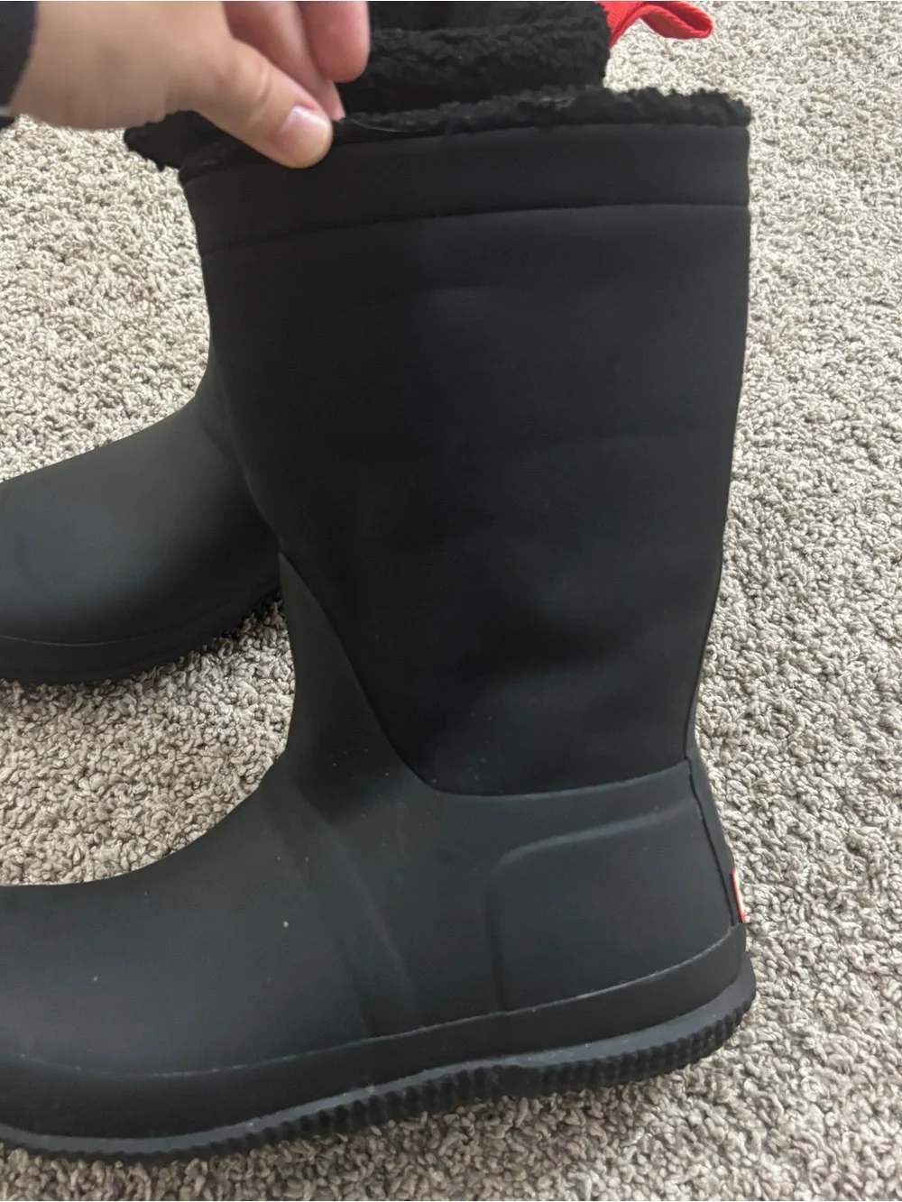 Hunter original roll top Sherpa lined insulated boots size 10 black
